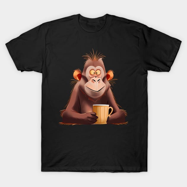 monkey with cup T-Shirt by ArtificialBeaux